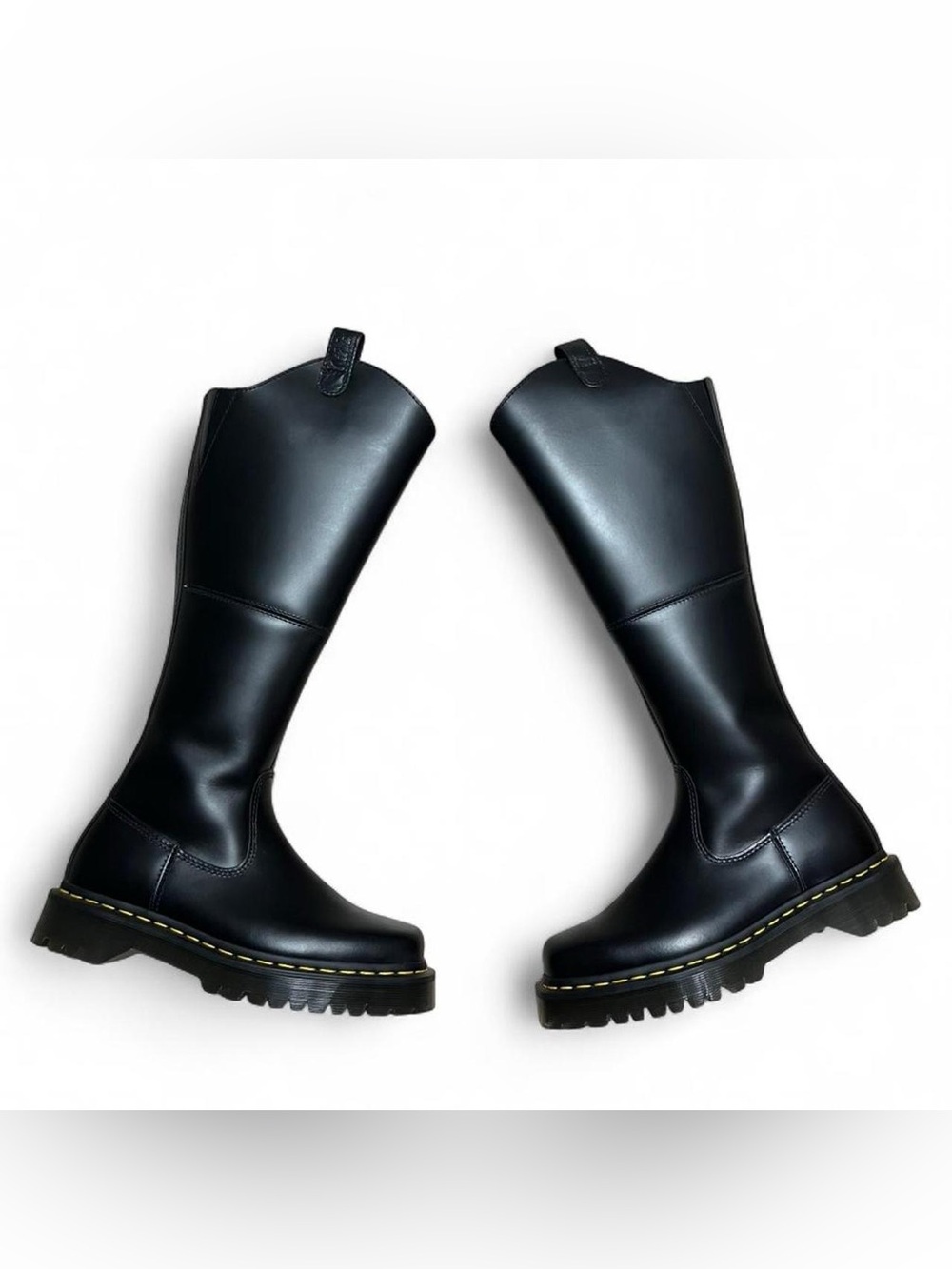 Dr. Martens Amaayah Black Leather Knee High Lug Sole Riding Boots